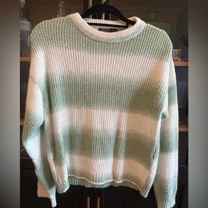 Green and White Striped Sweater